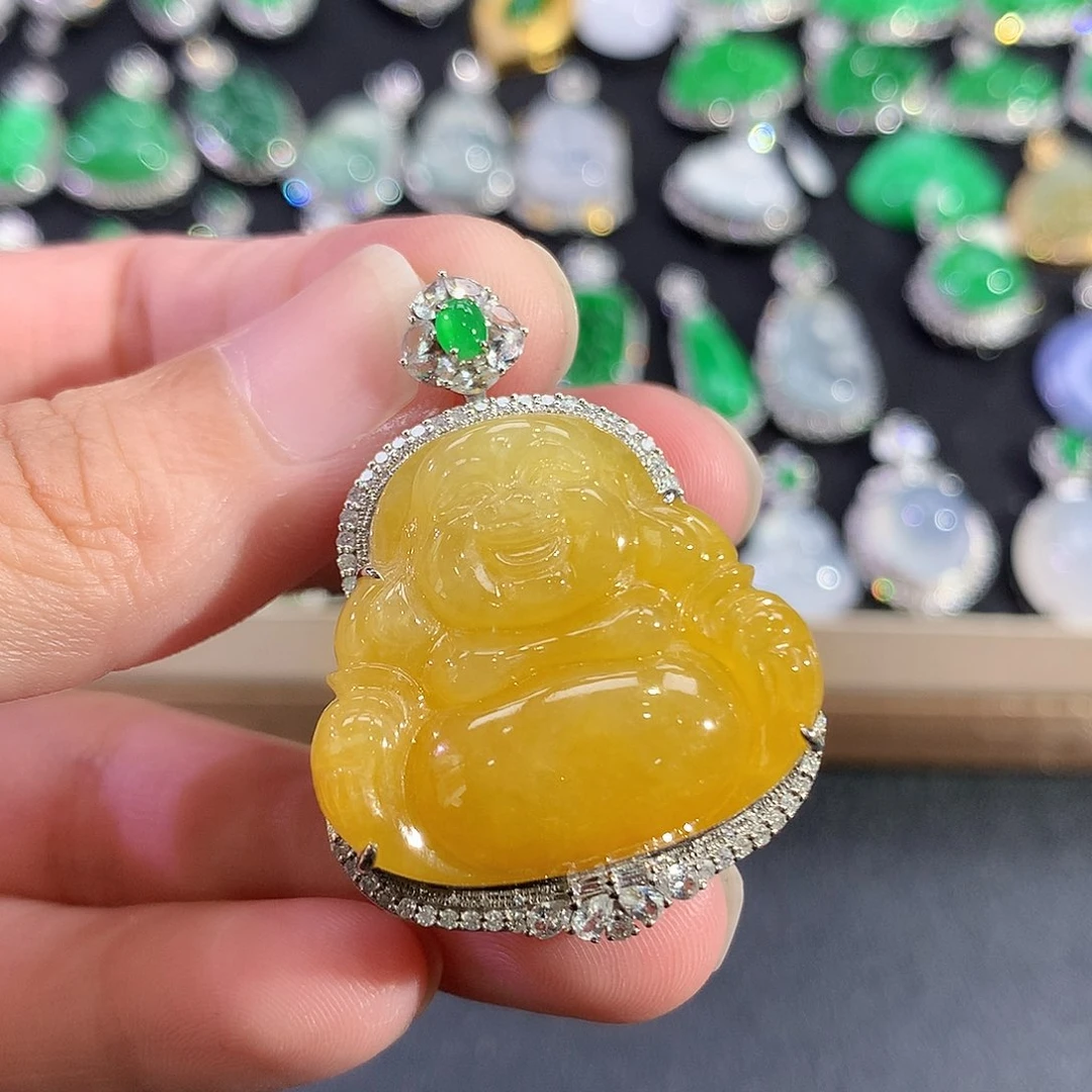 翡翠18K金镶嵌吊坠(赠链)