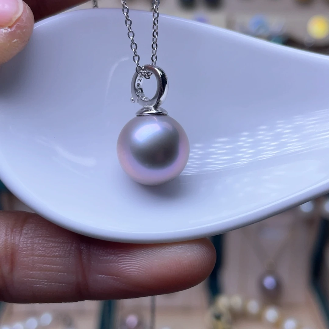 淡水珍珠吊坠银S925镶嵌