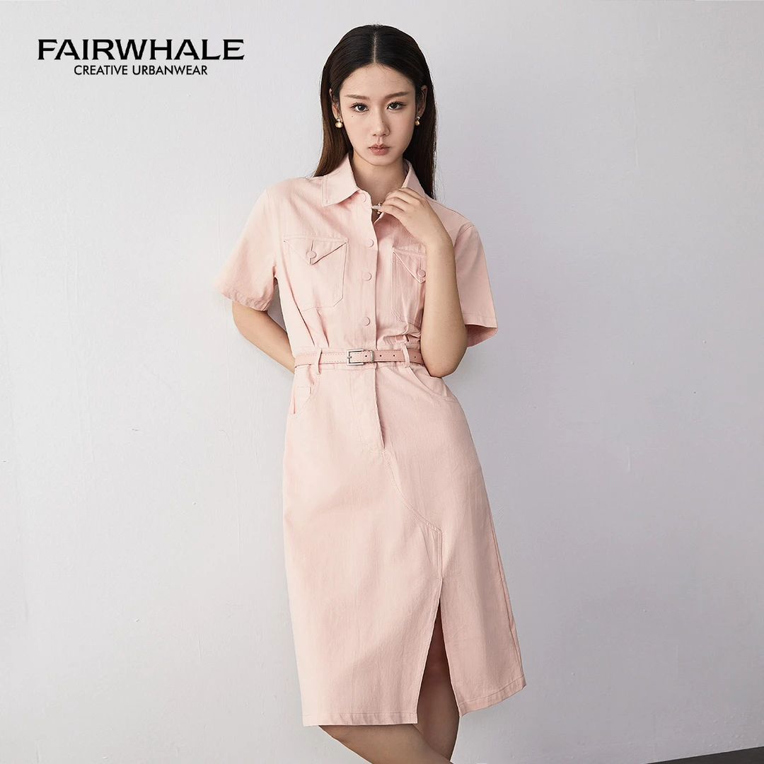 马克华菲女装夏季新款牛仔裙子气质收腰轻奢连衣裙 F32026A083