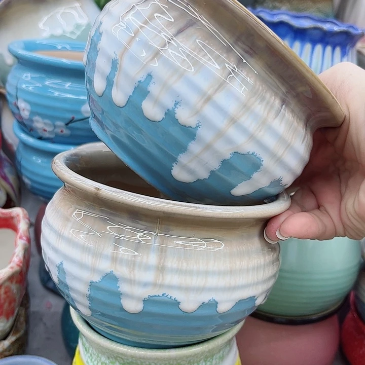 多肉绿植陶瓷花盆9.9包邮，有孔