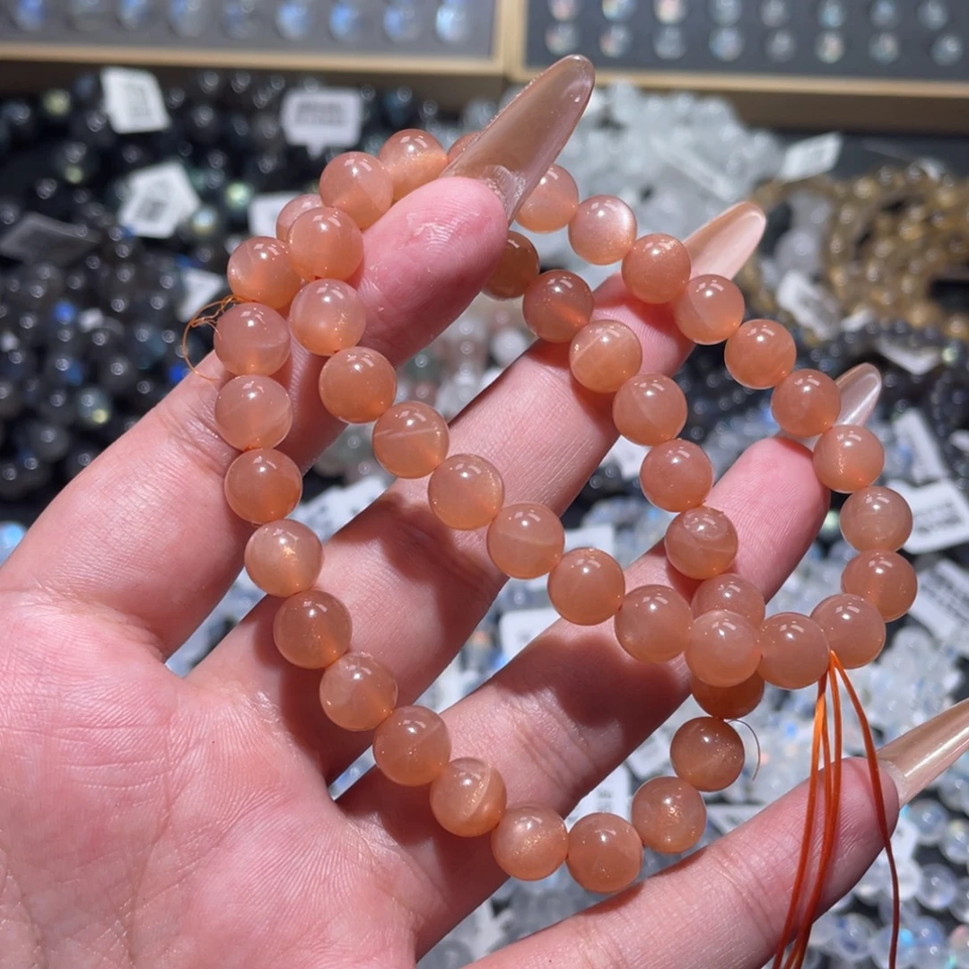 长石未镶嵌手链橙月光手链8.5mm（直播间挑选一条）