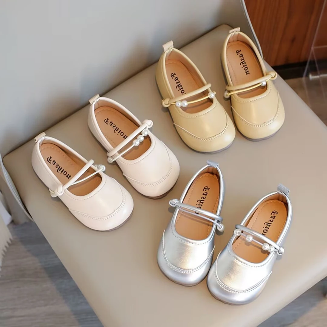 ABC女童皮鞋2025春季新款儿童鞋女孩公主鞋软底豆豆鞋单鞋中小童