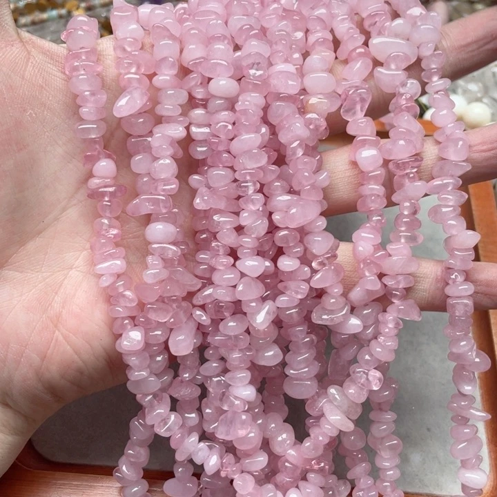 玛瑙/玉髓合金珠宝半成品一条粉晶碎石毛衣链