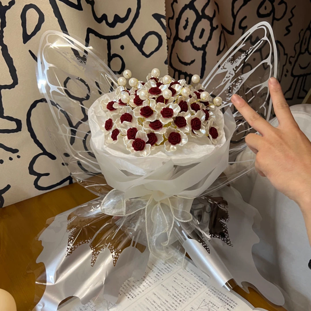 梦幻蝴蝶玫瑰花手工DIY花束手捧花玫瑰材料情人节礼物送女友闺蜜