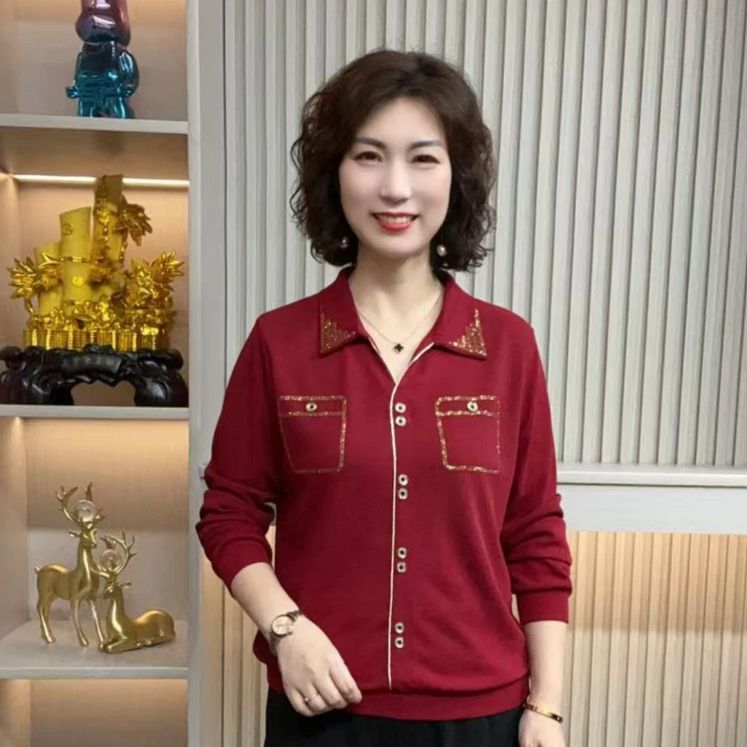 妈妈装流行时尚潮牌女装宽松秋装女士欧若拉独特漂亮上装休闲长袖