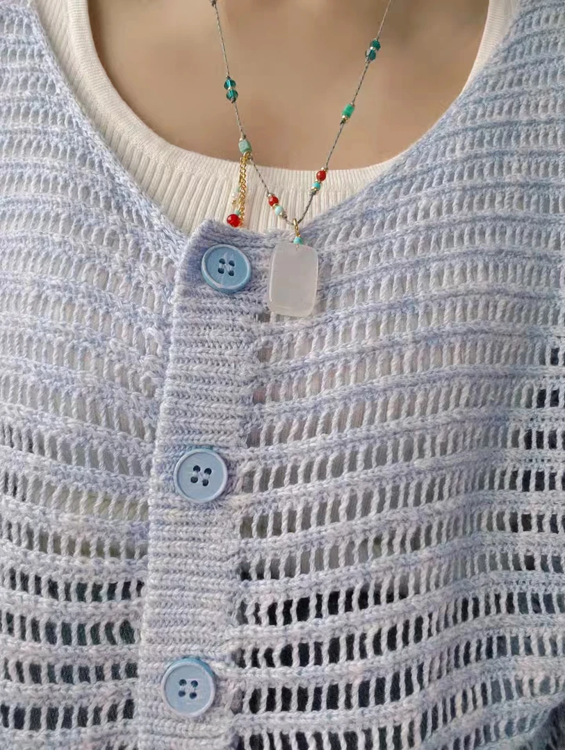 铜合金项链 天然手工复古白色无事牌