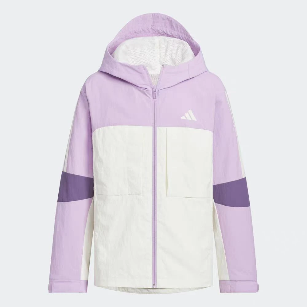 adidas阿迪达斯儿童25秋装舒适运动休闲防风连帽夹克外套 KS0648