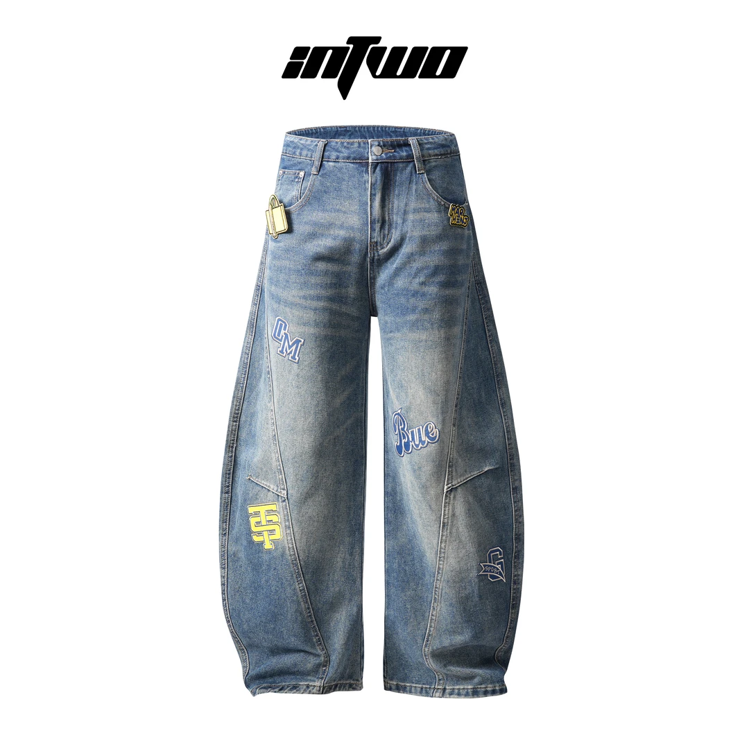 IN TWO/硬涂四季通用中腰水洗做旧美式美式复古透气牛仔裤夏季