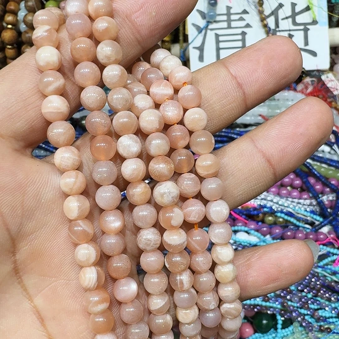 玛瑙/玉髓未镶嵌珠宝半成品橙月光6mm一条