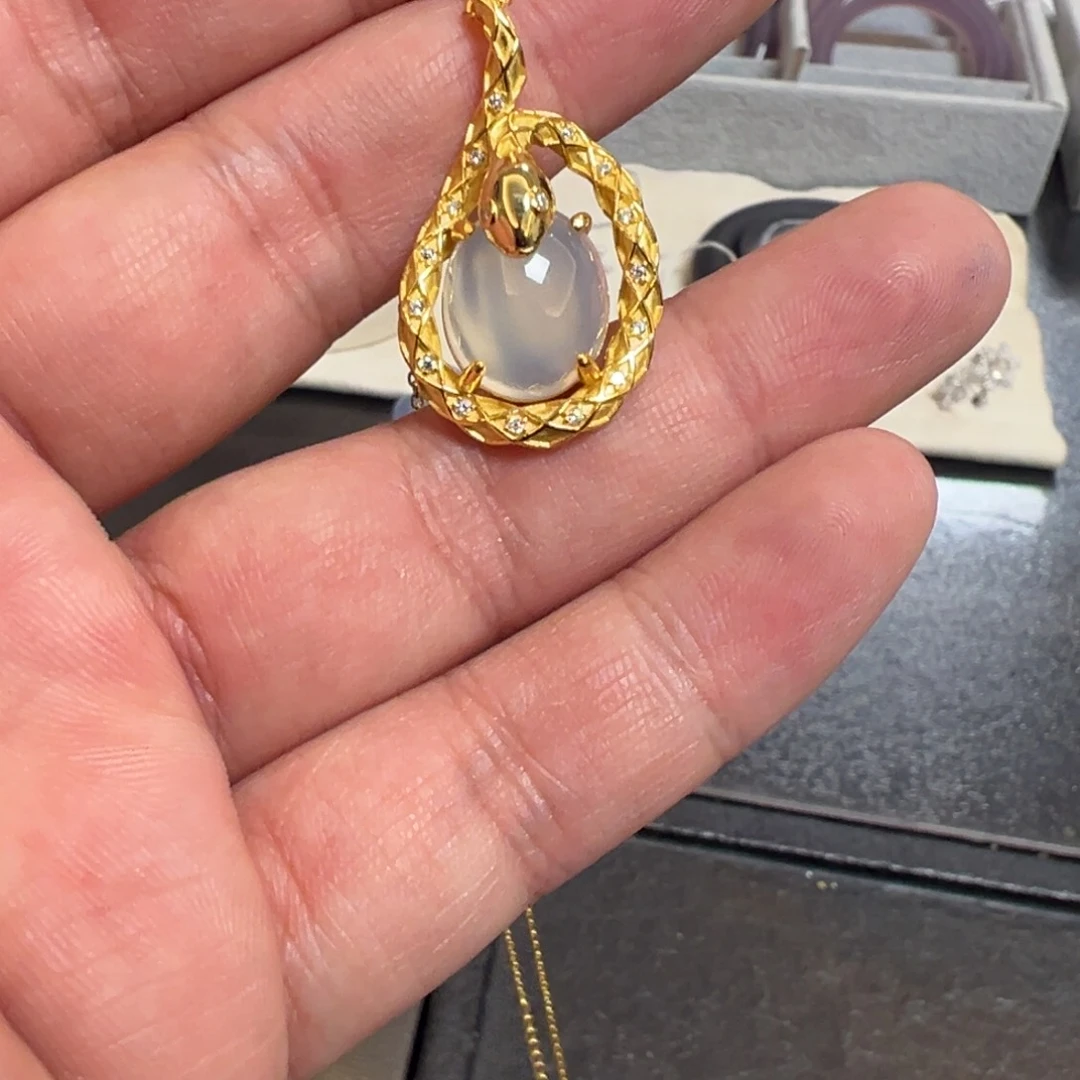 玛瑙/玉髓珠宝半成品银S925镀金镶嵌