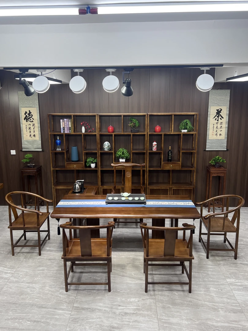 乌金大板茶桌大板实木原木新中式茶桌椅组合茶台套装禅意客厅