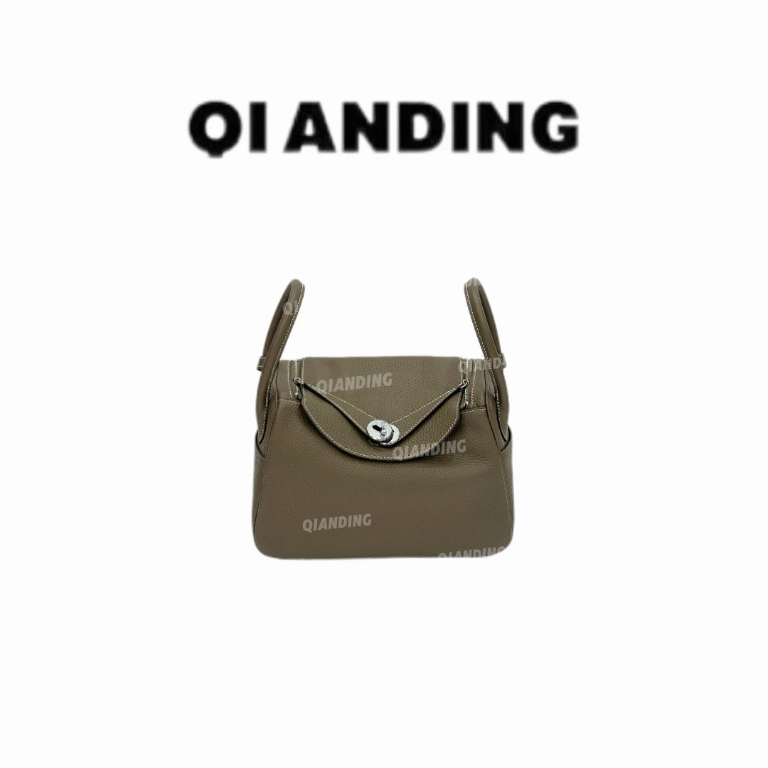 【QIANDING】2024新款高级感单肩手提纹感枕头包包246338