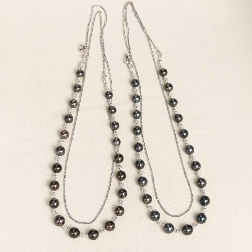 【叭哒不惑】多样性发一 8-11mm大溪地黑珍珠项链 总长100cm