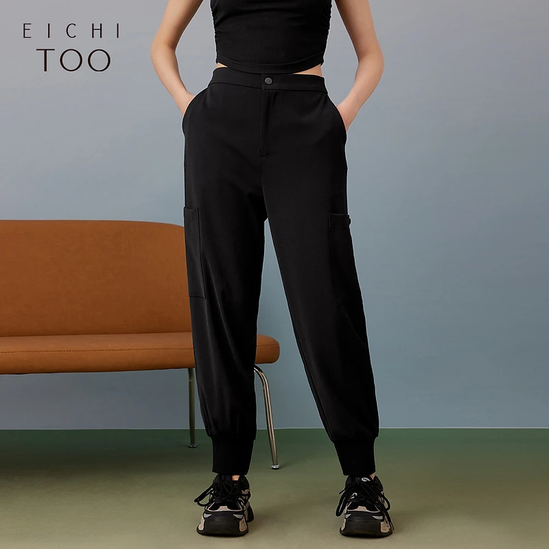 爱居兔夏季新款潮流风经典黑色宽松休闲裤EKCAJ2P006A