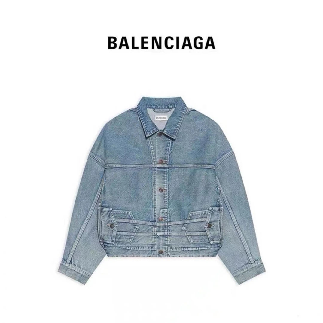 99新 Balenciaga/巴黎世家 壹臻楠楠/做旧水洗牛仔外套55858036