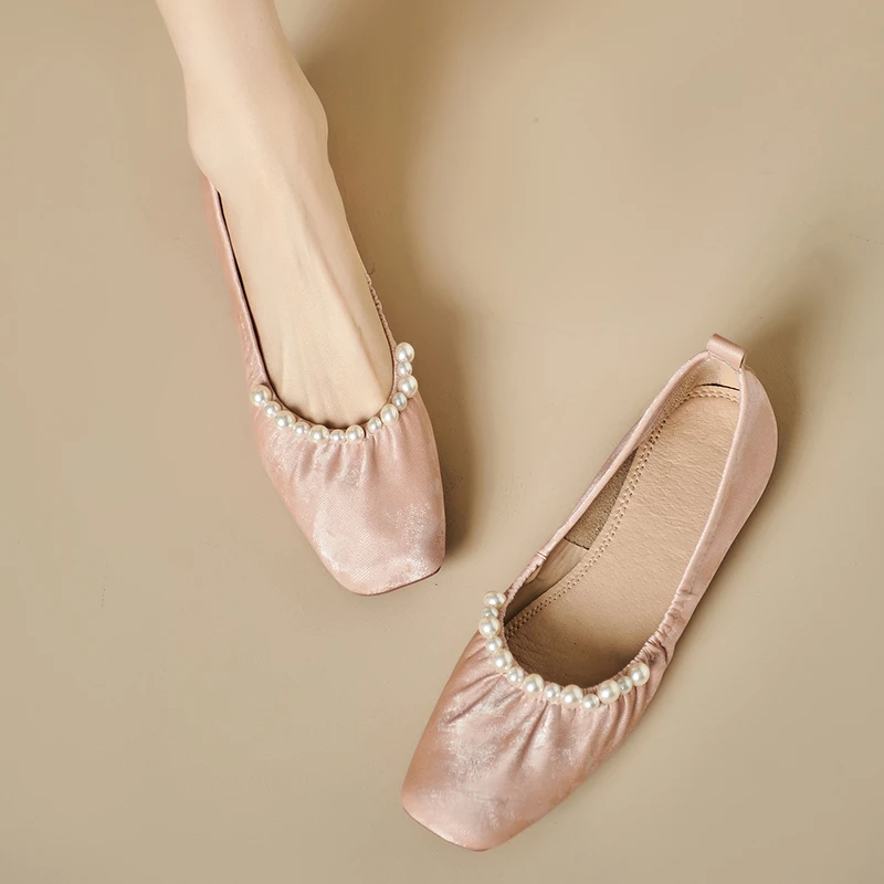 复古百搭甜美平底单鞋女夏季中式软底豆豆鞋奶奶鞋鞋子轻奢国潮