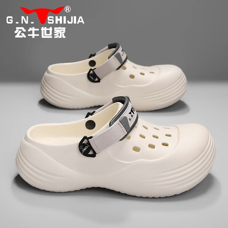 公牛世家洞洞鞋男款eva防滑防臭开车户外溯溪涉水鞋透气男士凉鞋