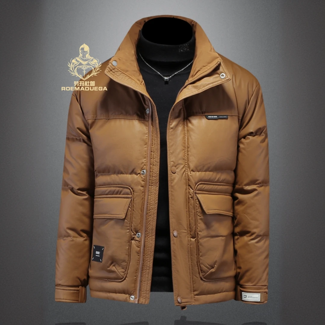 劳玛杜伽男士冬季加厚短款立领冬装保暖白鸭绒时尚潮流羽绒外套