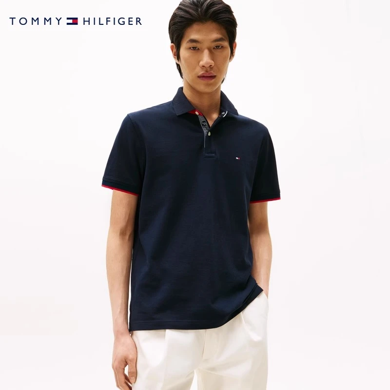 Tommy25新款夏男纯棉珠地网眼撞色翻领短袖POLO 04854