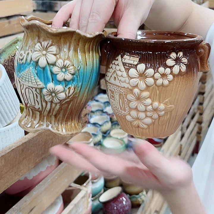 有孔.凑单10元陶瓷花盆发货！