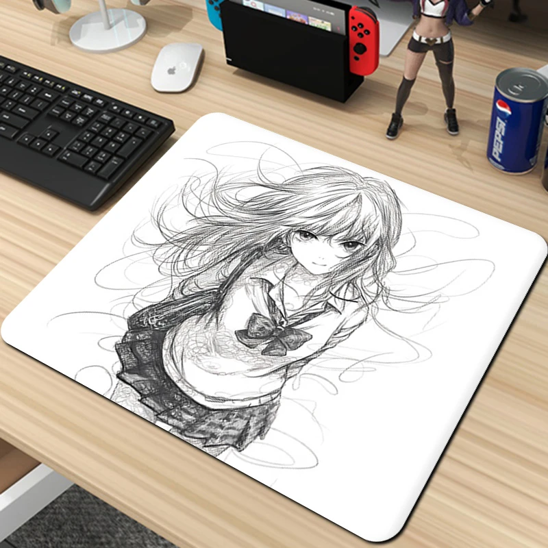 我不是垫神KEAN电竞《600》二次元电竞少女线稿中性偏滑细面鼠标垫