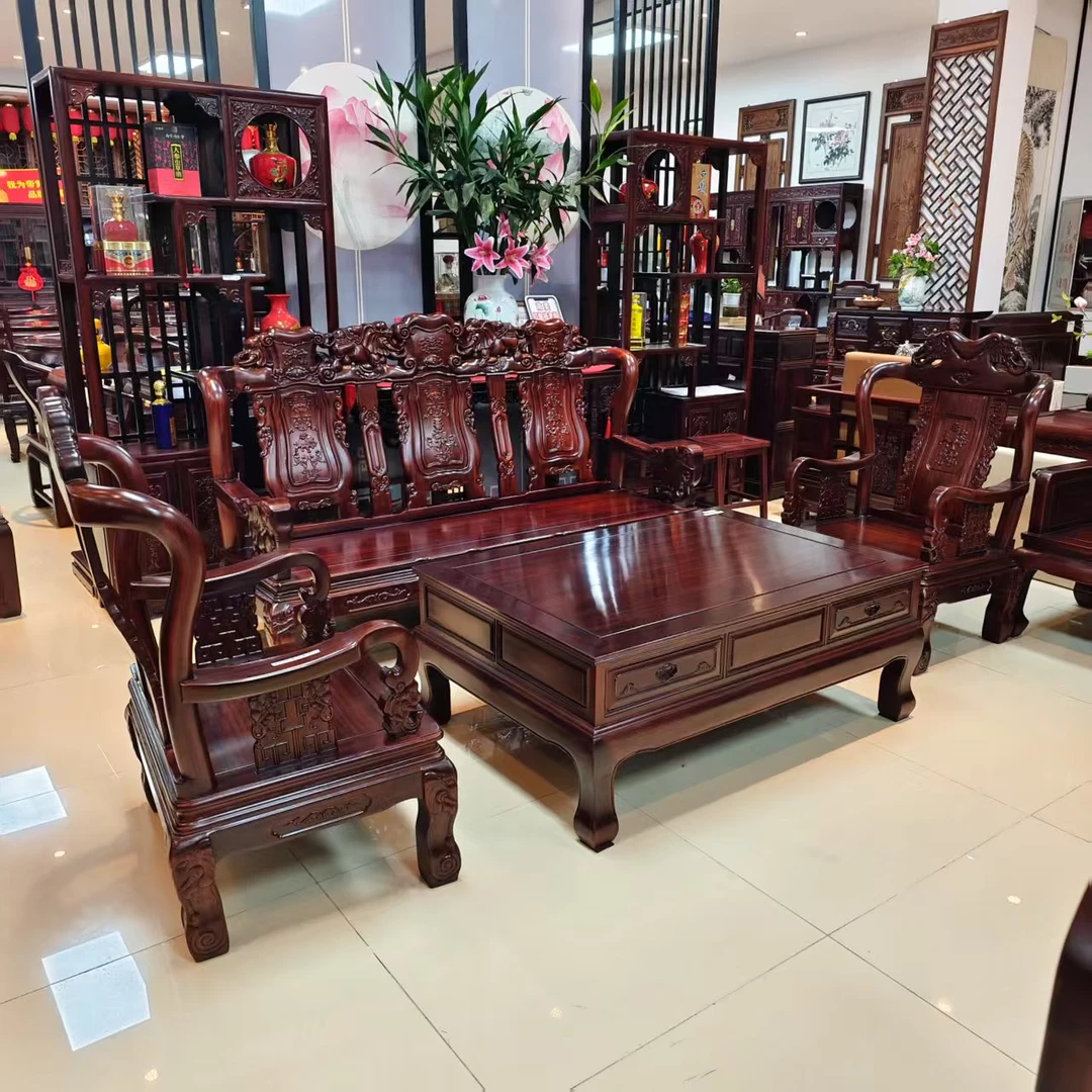 酸枝木孤品混搭象头113战国五件套沙发占地：长3.5m*宽1.9m