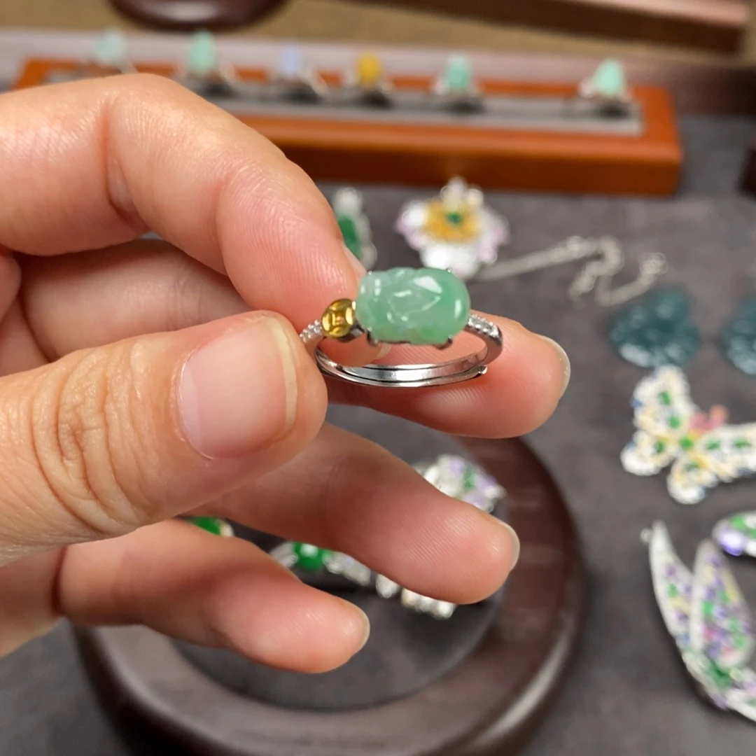 翡翠银S925镶嵌戒指