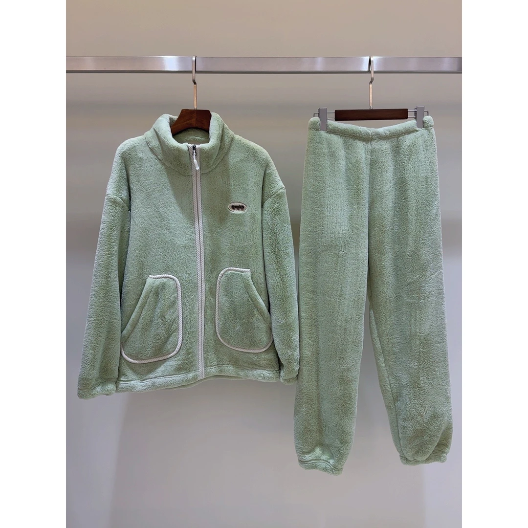 秋冬新款加绒加厚居家服睡衣套装长袖长裤【女款】【加厚款】——1001