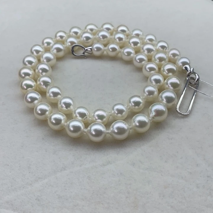 海水珍珠银S925镶嵌项链海水A ko ya7-8 m m