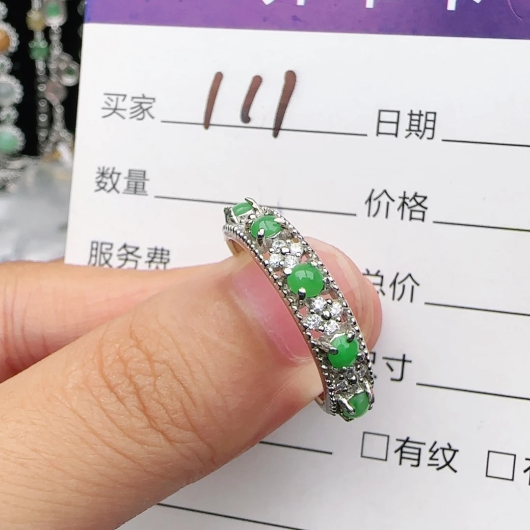翡翠戒指银S925镶嵌戒指