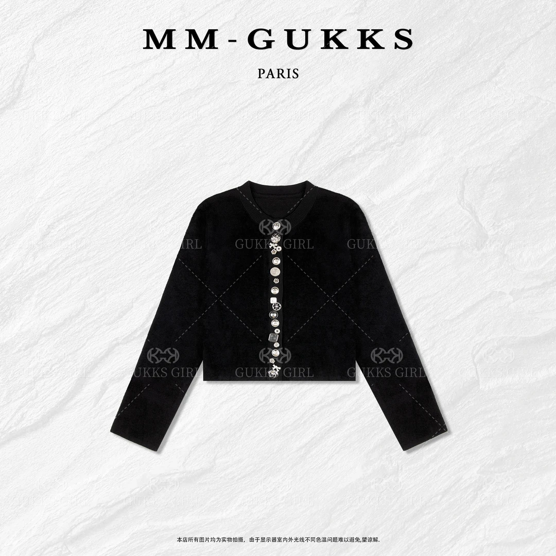 明明GUKKS『小香千金』秋季高定重工小香风装饰扣外套上衣女