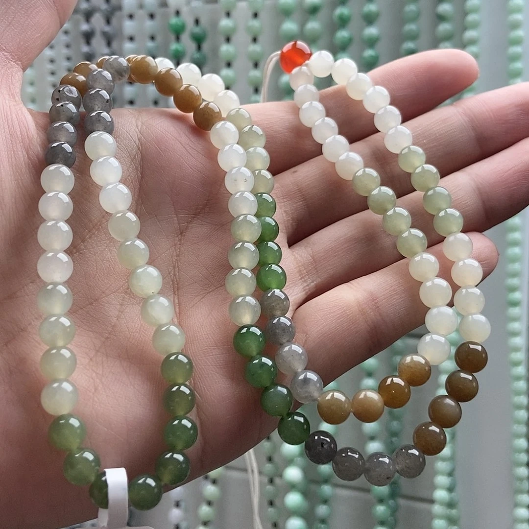 和田玉颈饰未镶嵌和田玉多宝6mm108颗