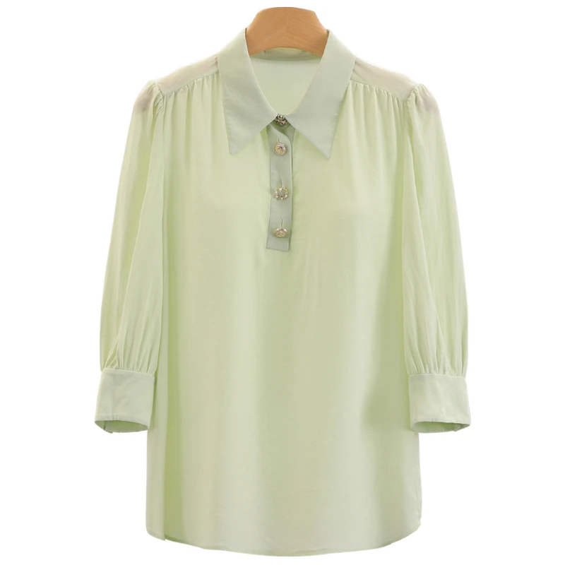 F2018-【芭】七分袖宽松纯色衬衫#RBD56A003