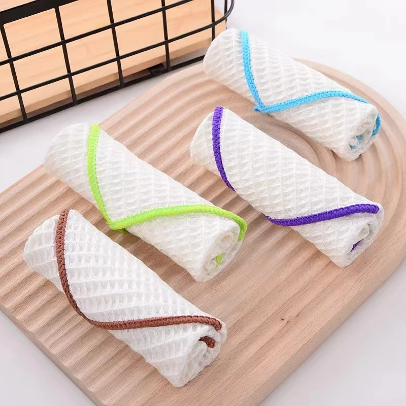 8条白色双面家用多色吸水去污不沾油抹布加厚