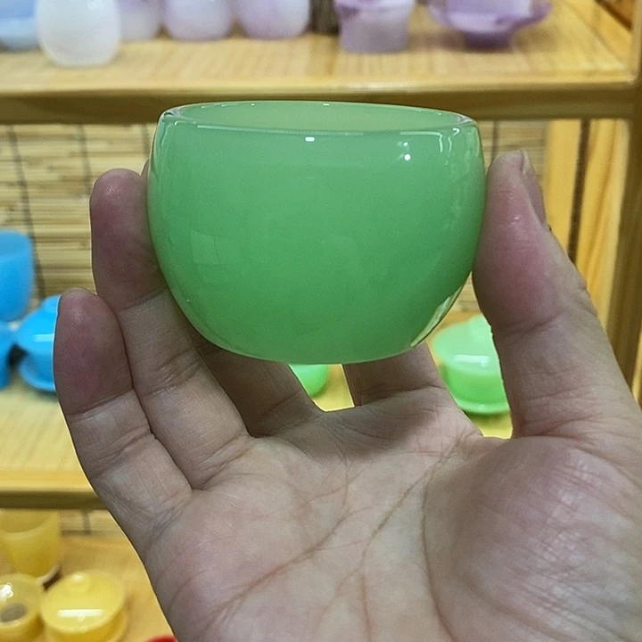 琉璃手工艺品苹果绿小杯