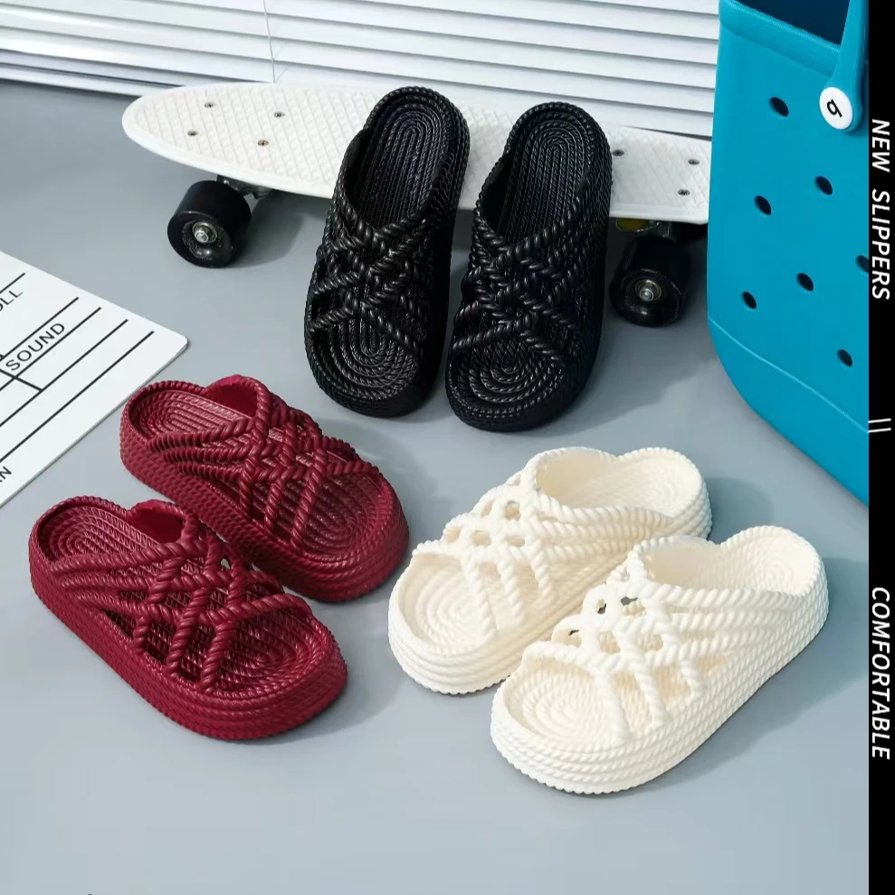 504-1仿编织平底厚底百搭沙滩罗马鞋【FT】