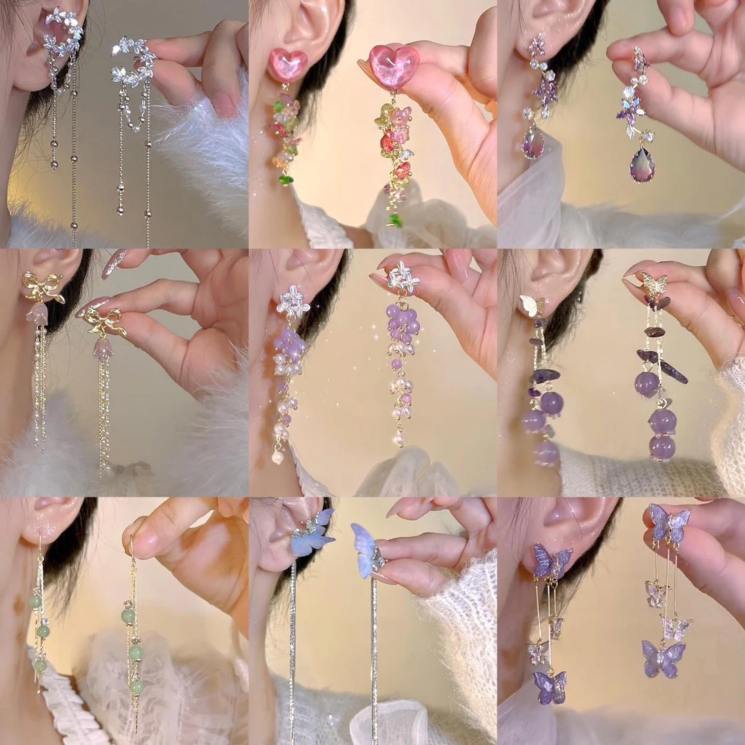 足银玻璃耳饰 女耳饰古装耳坠耳环长款仙女古风少女气质仙气国风