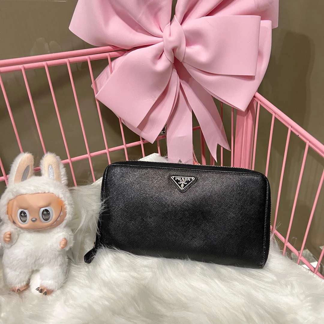 95新 Prada/普拉达 黑银钱包/2966