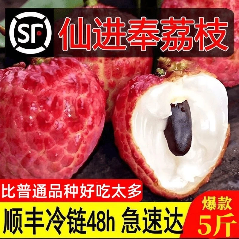 顺丰冷链[仙进奉荔枝]广西仙进奉荔枝核小肉厚肉质细腻不泡药现摘