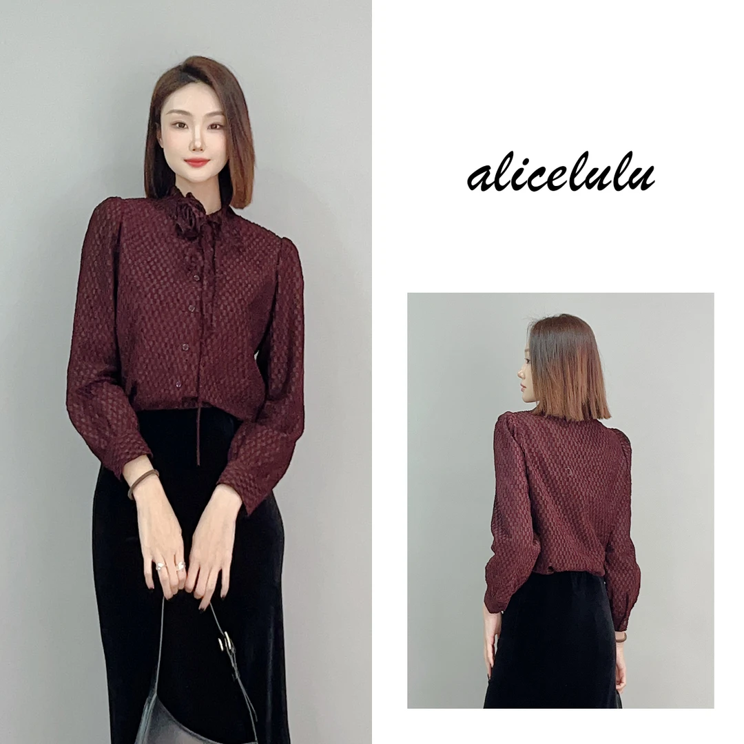 1 ALICE “浓情玫瑰”衬衫 时髦肌理 立体捏褶 S2141741Q