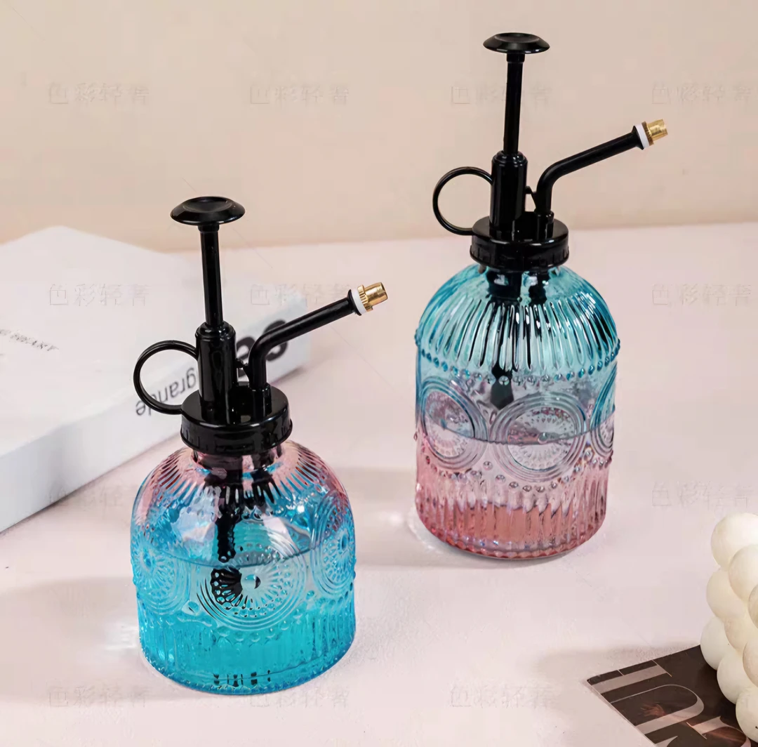 蓝粉渐变轻奢喷壶高压喷口家居摆件两只装