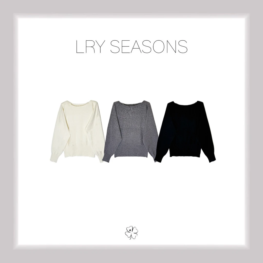 LRY SEASONS |一字领蝙蝠袖收腰显瘦毛衣上衣25672