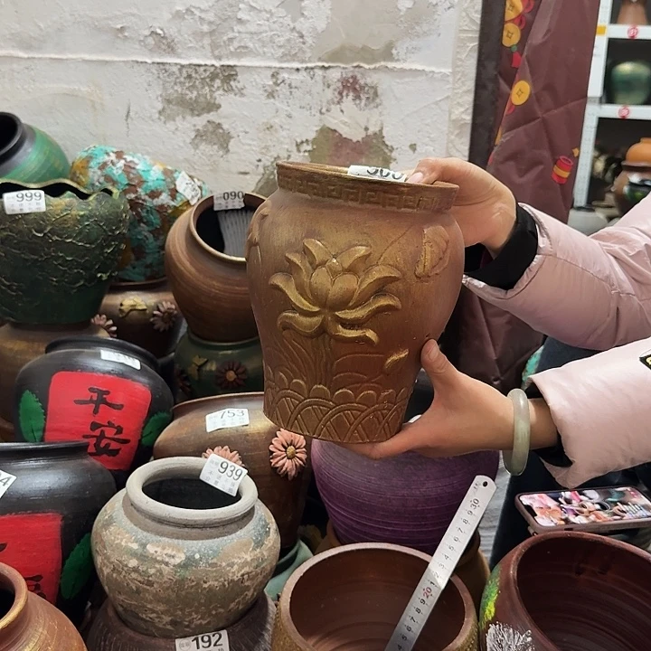 瑕疵金色浮雕花900高度21口径14