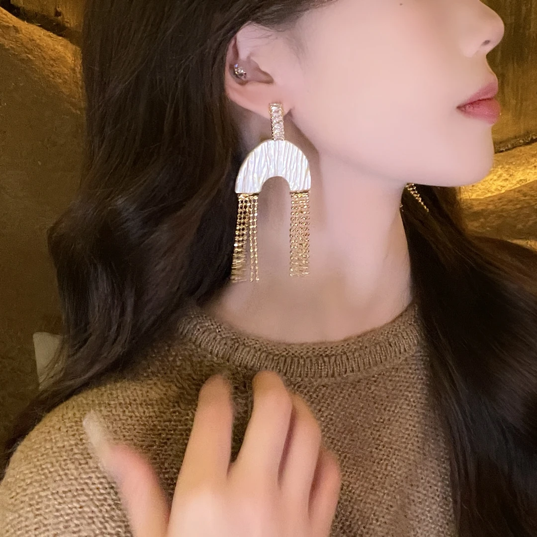 铜合金耳饰 欧美个性夸张时尚大气流苏耳环小众博主耳饰气质