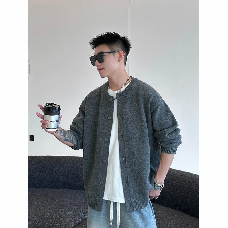 【时尚起易】秋季韩版针织休闲百搭宽松毛衣针织衫潮流帅气百搭毛衣