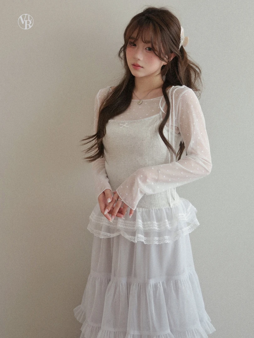 vuillard【小云朵Cloud】少女感小众蕾丝甜美叠穿百搭灰色吊带上衣