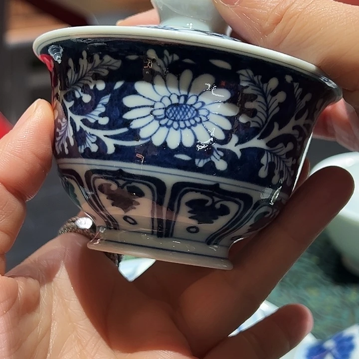 红丰窑缠枝盖碗两才