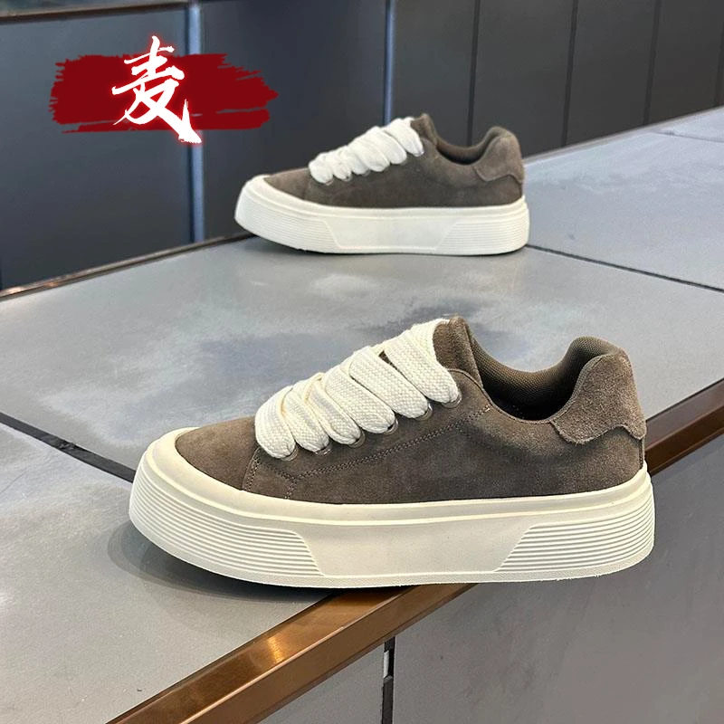 男鞋秋冬款2025新款潮流百搭休闲厚底板鞋冬季反绒皮男士运动潮鞋