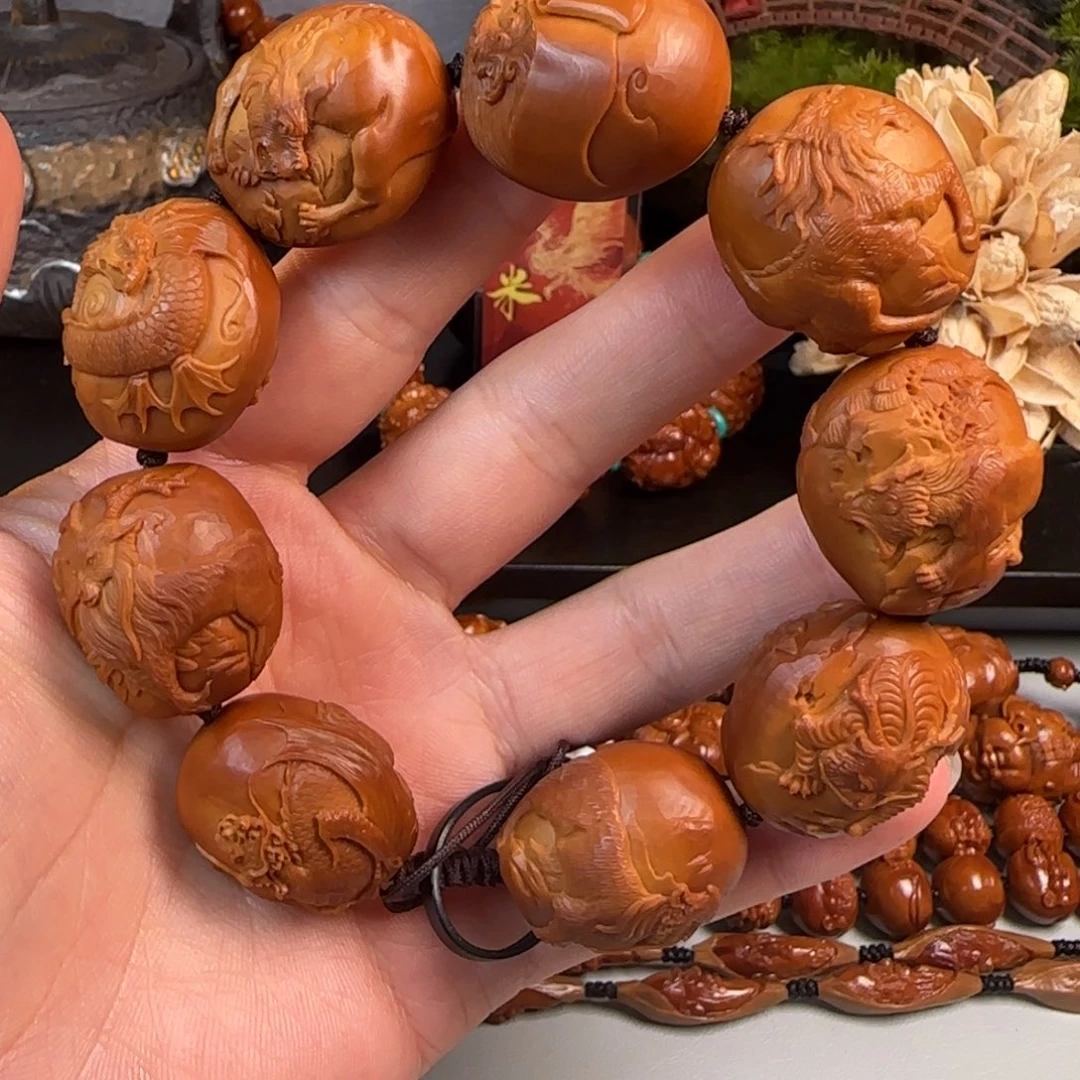 橄榄核手串/手链聿铭 24瑞兽山海经