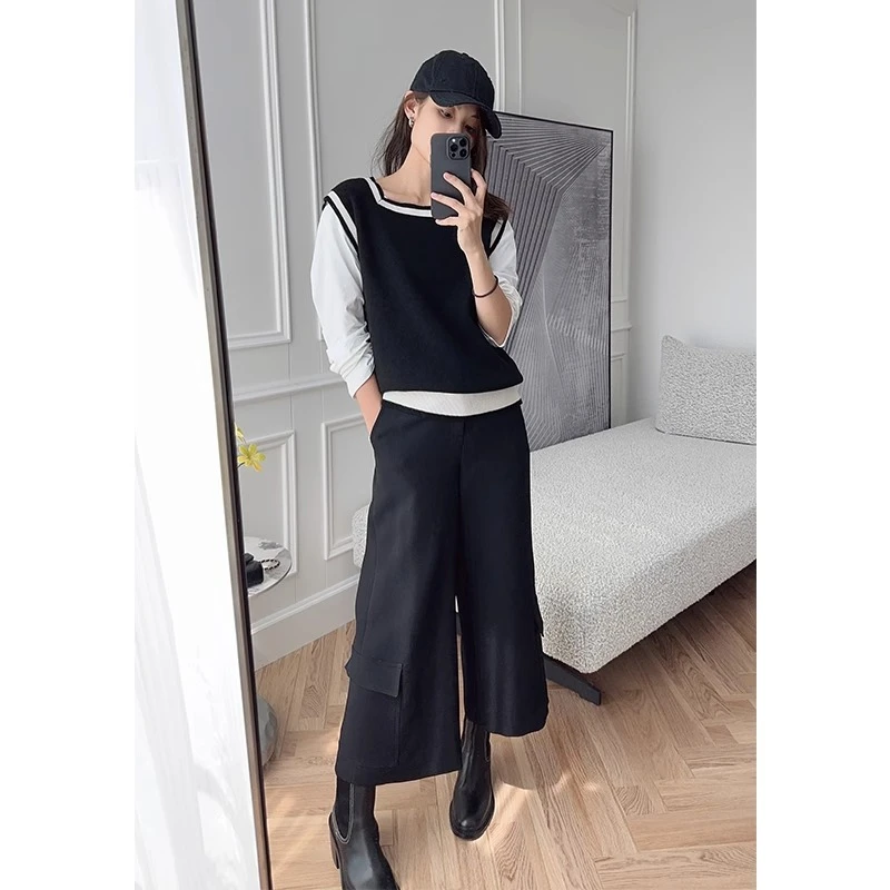 美洋MEIYANG【特卖捡漏】黑马工装裤 进口PWY口袋阔腿九分裤